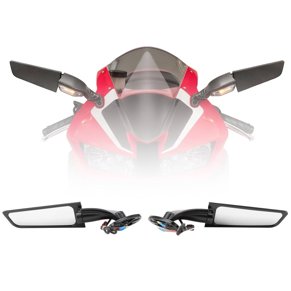 Solidspare Upgrade Wind Wing Side View Mirrors w/Turn Signal For Kawasaki Ninja 400 2018-24