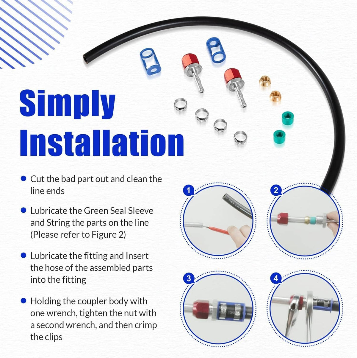 Solidspare 800-673 A/C Line Splice Kit for 5/16” Line With No.6 Hose, Line to Hose Repair