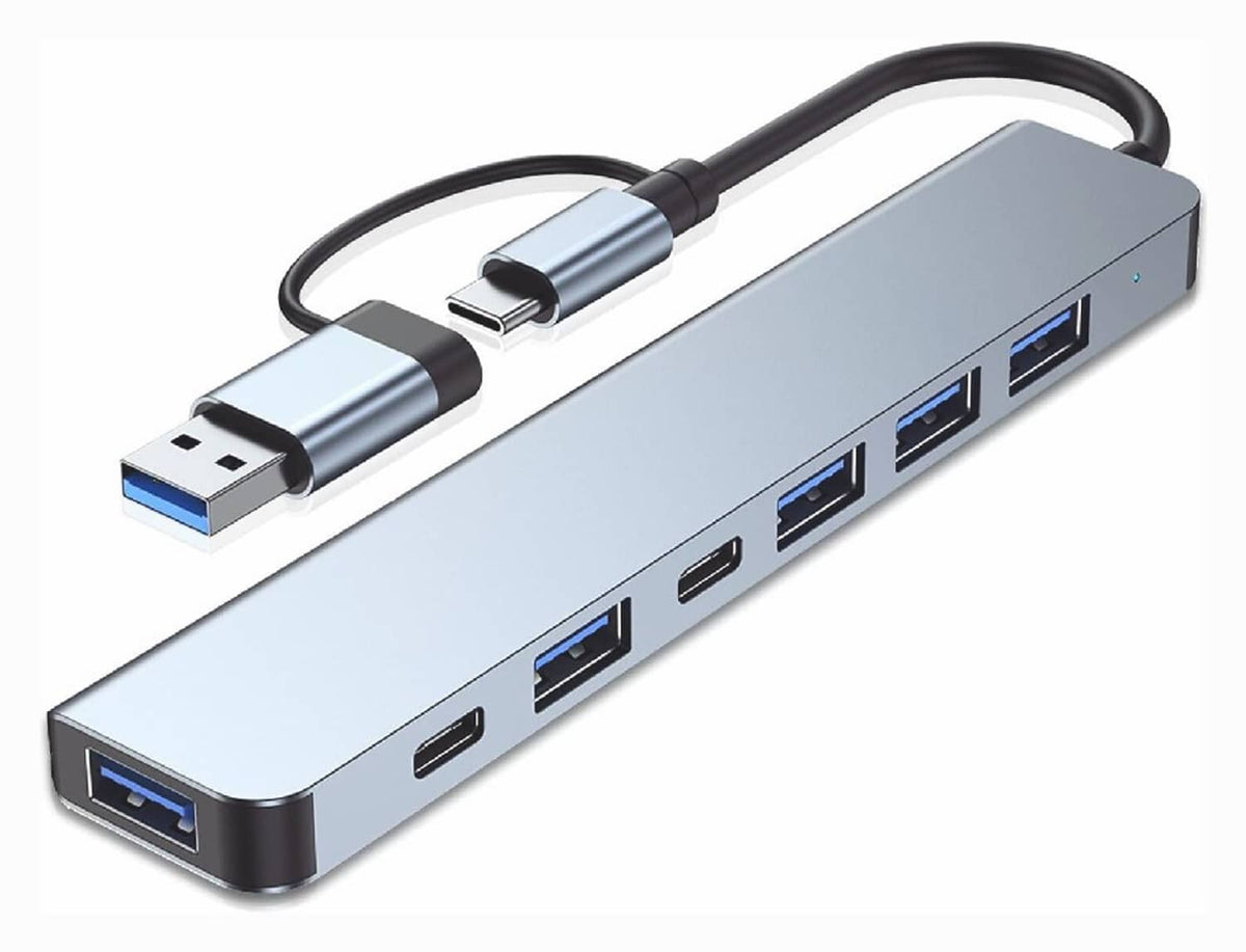 Solid Spare Adapter USB C HUB Type 7/8Port 5G Speed Multi USB Splitter For PC Laptop Macbook