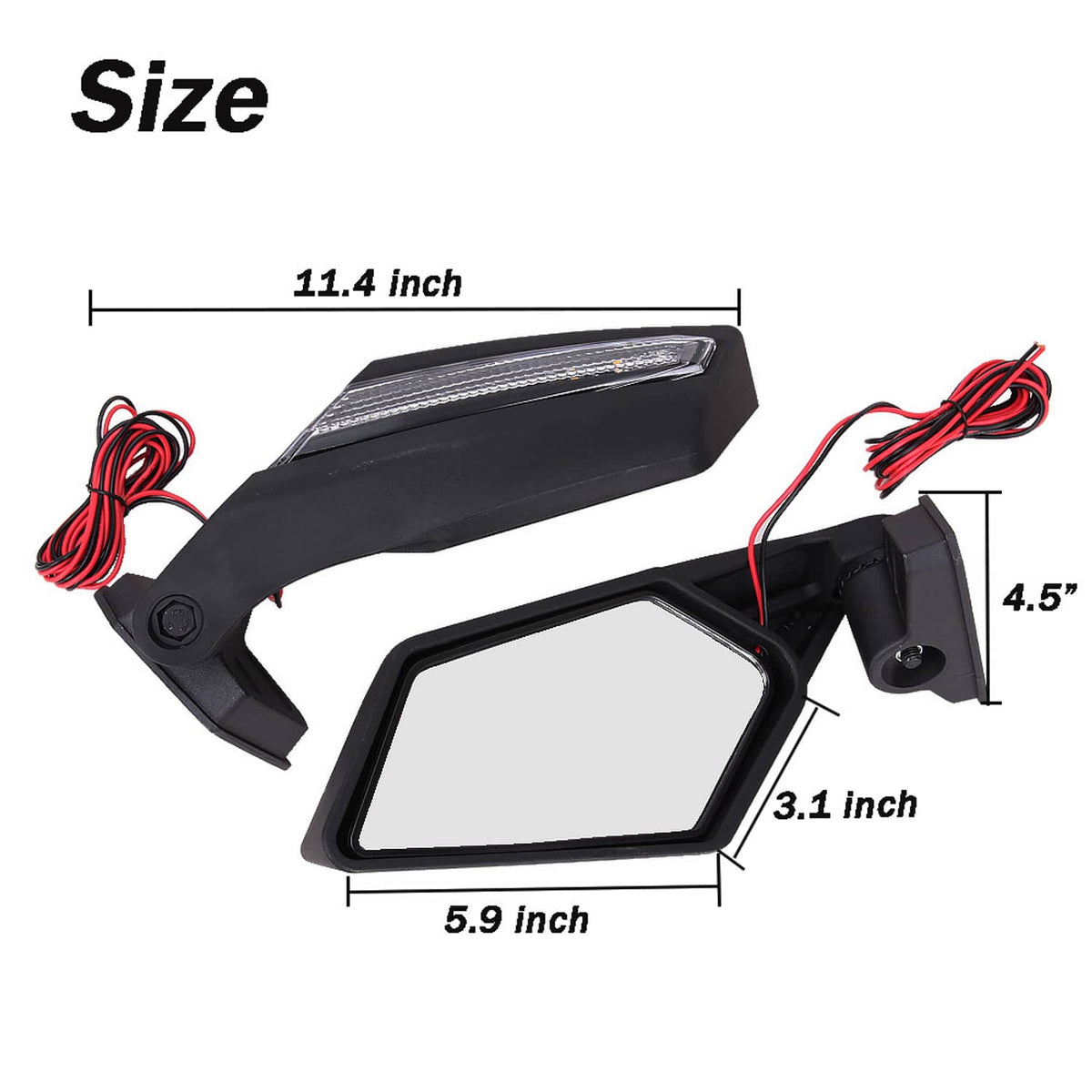 Solidspare UTV Racing Rearview Mirrors LED Light Fit For Can Am Maverick X3 MAX Turbo 17-24