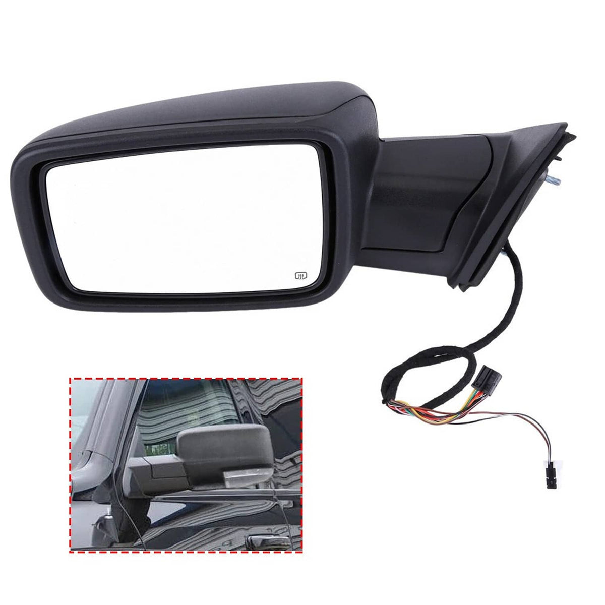 Solidspare Left/Driver Mirror w/Heated+ Temp Sensor Power Fold For 2013-2019 Dodge Ram 1500