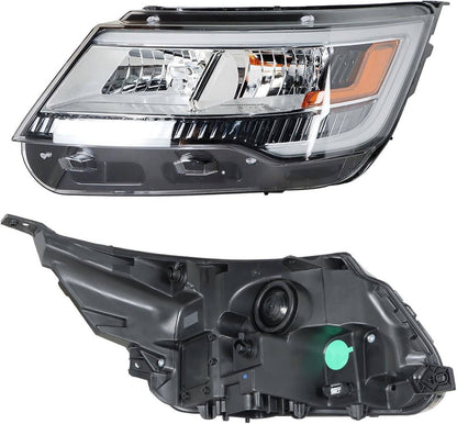 Solidspare Driver Left Side Headlight w/ LED DRL For 2016-2019 Ford Explorer Chrome Housing
