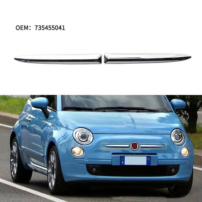 Solid Spare Pair Chrome Front Bumper Upper Grill Moulding Trim Fit for Fiat 500 2007-2015