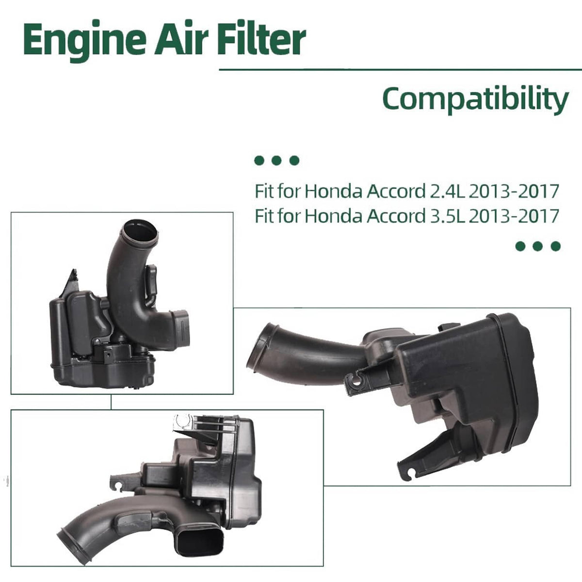 Solidspare Air Cleaner Intake Lower Resonator For 13-17 Honda Accord 2.4/3.5L 17230-5A2-A00