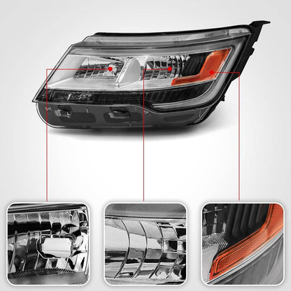 Solidspare New Driver Left Side Headlight w/ LED DRL For 16-19 Ford Explorer Chrome Housing
