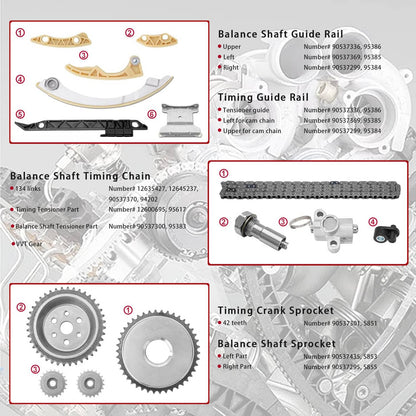 Solidspare Timing Chain Kit with Water Pump For 2009-2017 Buick Chevrolet Gmc Pontiac 2.4L