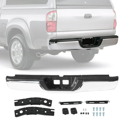 Solidspare Complete Rear Step Bumper Assembly Fit For 2000-2006 Toyota Tundra Chrome Steel