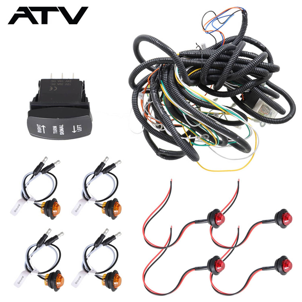 Solidspare Generic Street LED Rocker Switch Turn Signal Kit For SXS Kawasaki Mule Teryx 4