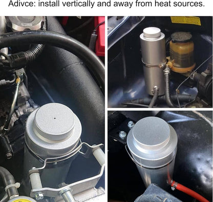 Solidspare Silver Universal Radiator Coolant Catch Tank Overflow Reservoir 800ml Aluminum