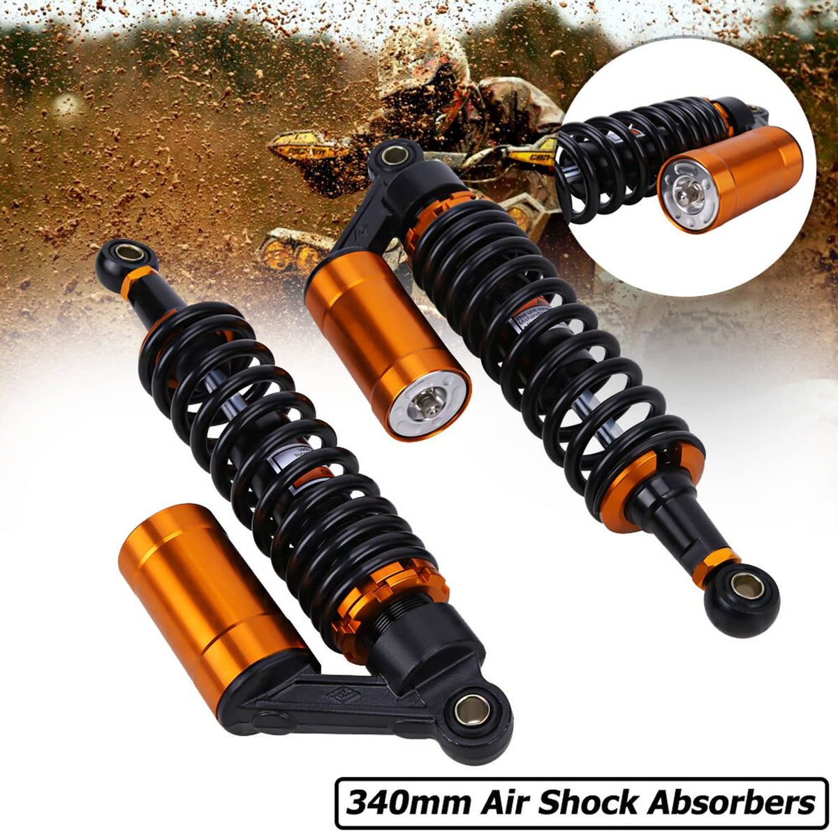 Solidspare 2x 13.5" 343mm Shocks Absorbers Suspension Black For Harley Electra Street Glide