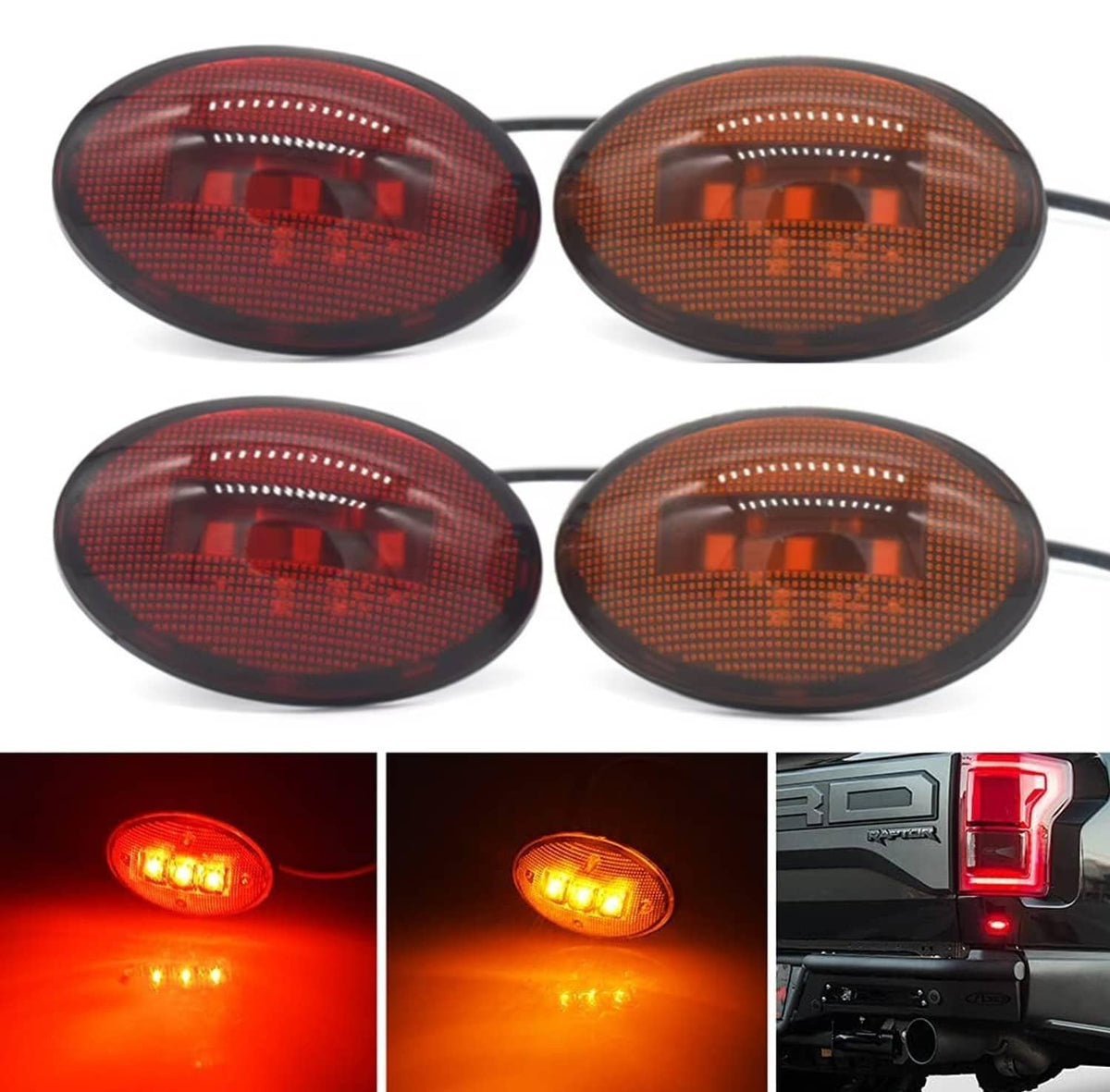 Solid Spare For 1999-2010 Ford F350 F450 Amber/Red Side Fender Marker Dually Bed LED Light