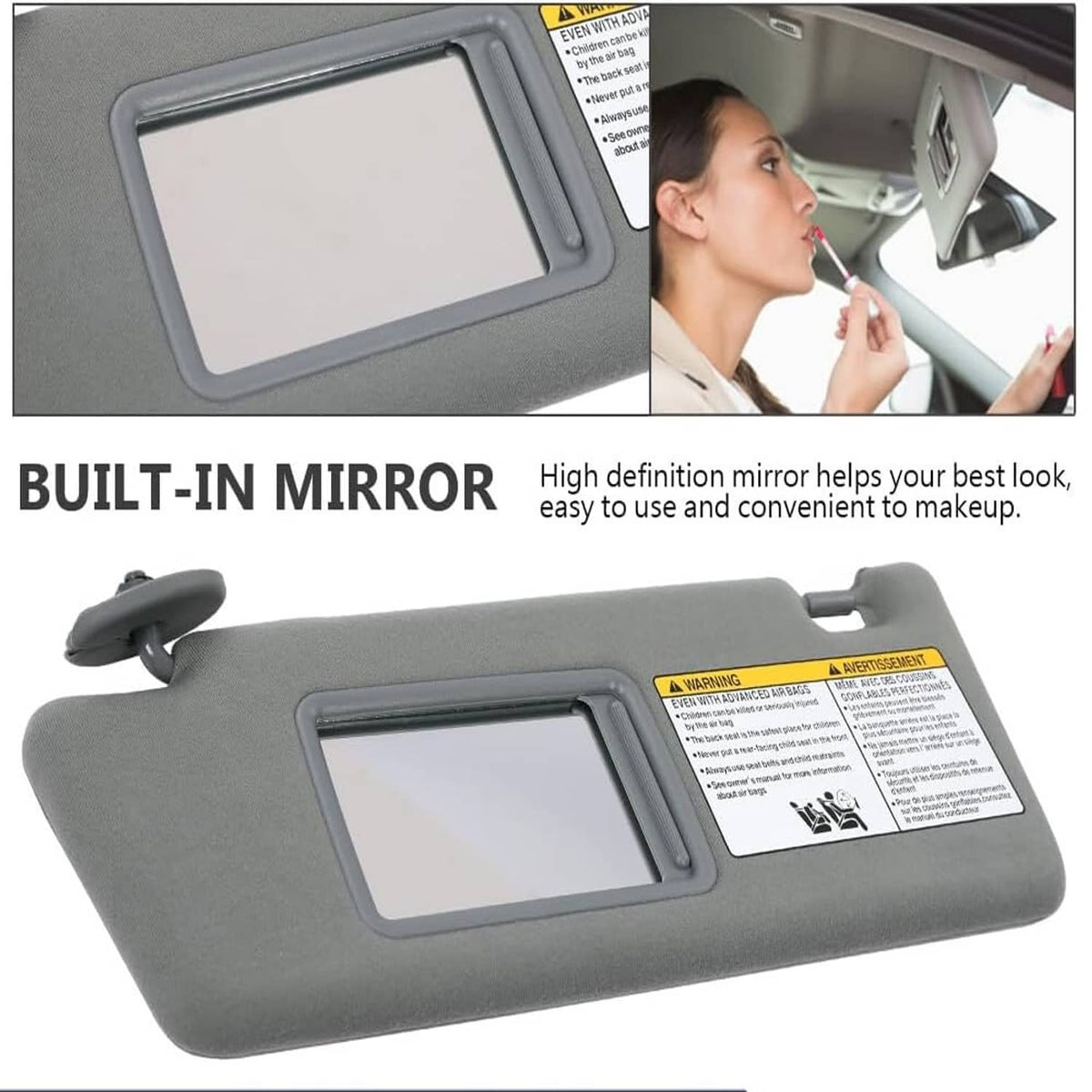 Solidspare Gray Sun Visor Set LH Driver & RH Passenger Side For 2005-2015 Toyota Tacoma