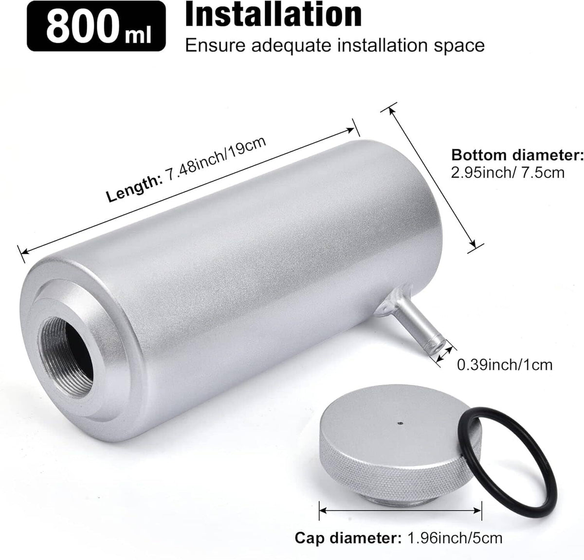 Solidspare Universal Radiator Coolant Catch Tank Overflow Reservoir 800ml Silver Aluminum