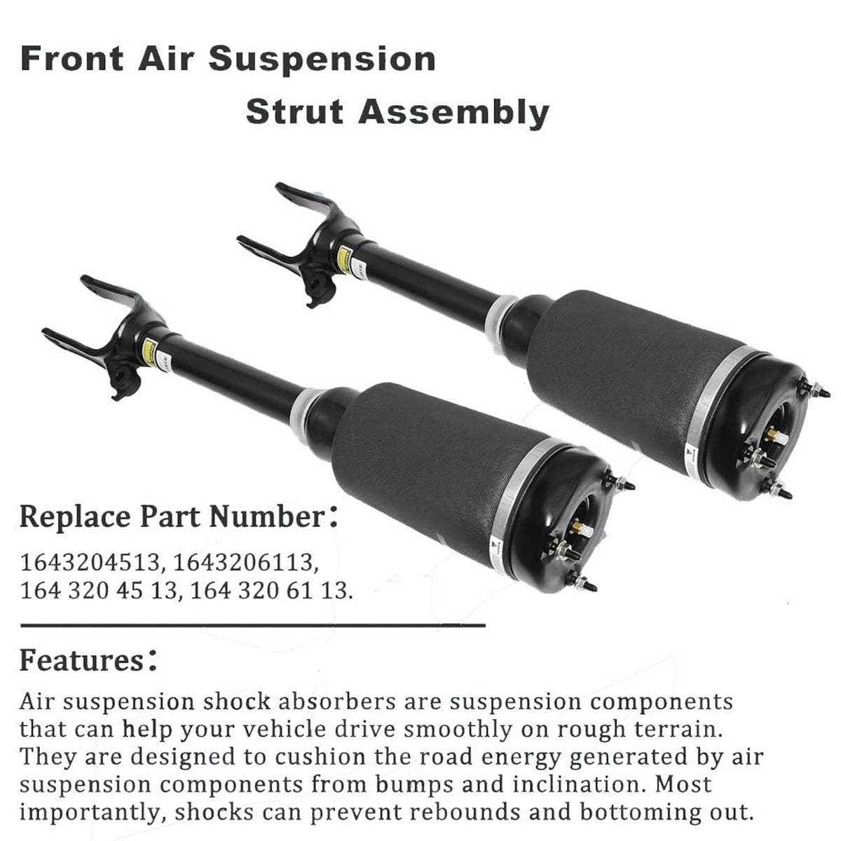 Solidspare 2Pcs Front Air Suspension Shock Strut for Mercedes W164 GL350 GL450 1643206113