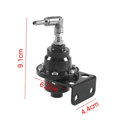 Solidspare Aluminum Universal Adjustable Fuel Pressure Regulator + Gauge+ Fitting Kit Black