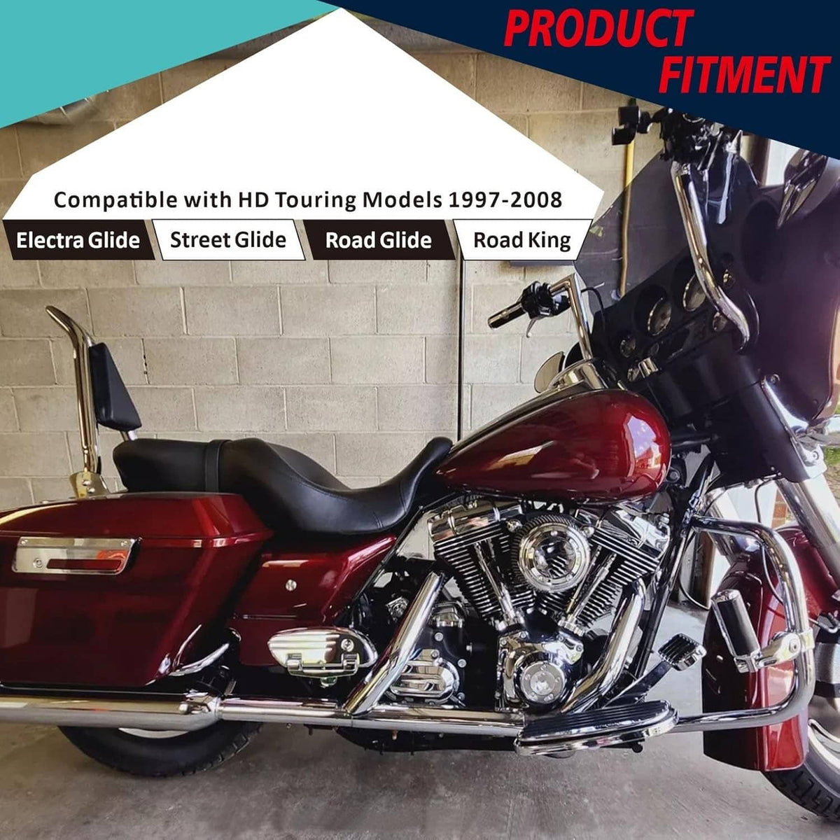 Solidspare New 22'' Chrome Backrest Sissy Bar For Harley Road King Electra Glide 1997-2008