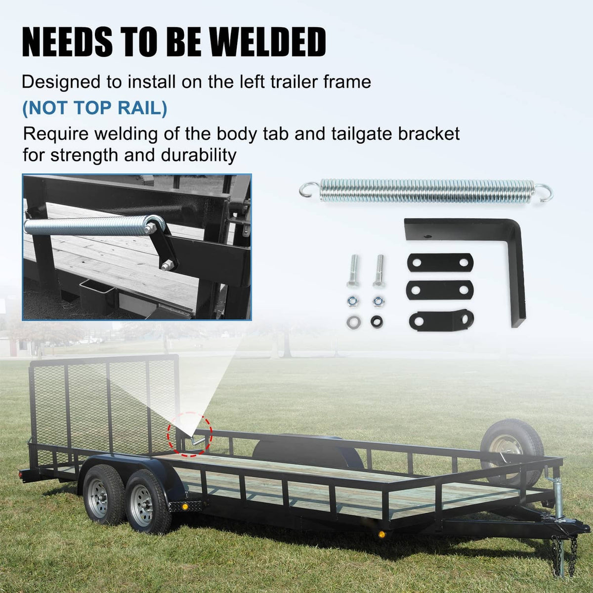 Solidspare Left Trailer Tail Gate Spring Lift Assist Kit for Utility Trailers Lift Support