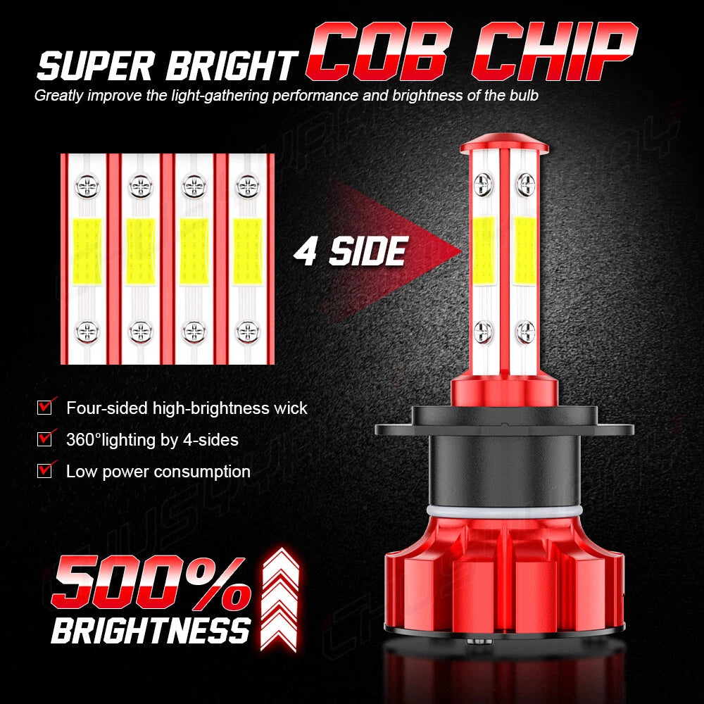 2X H7 LED Headlight Conversion Kit 16000LM 6000K White pair Super High/Low Beam