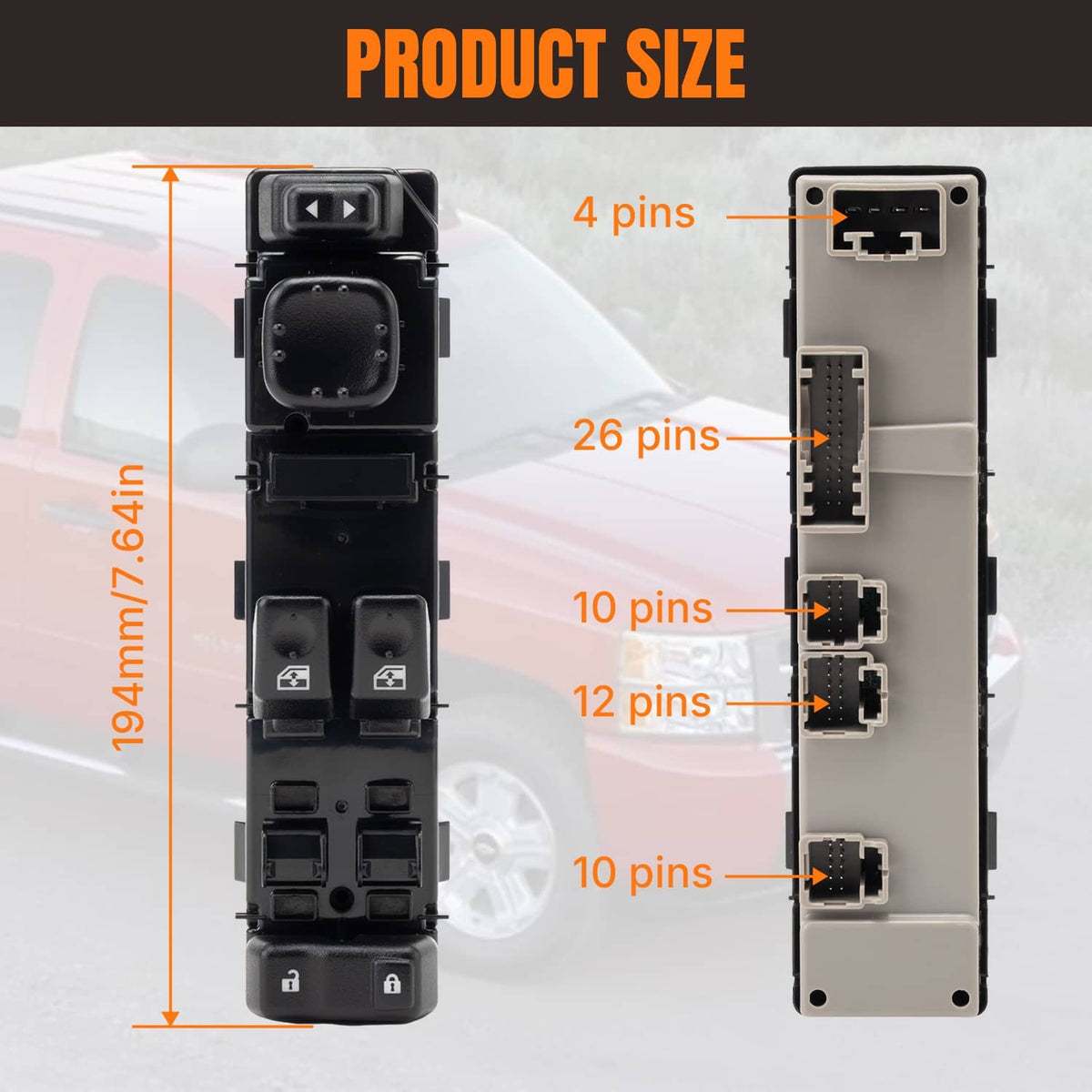 Solidspare Power Window Switch Front Driver Side For GMC Sierra Chevy Silverado 15883318
