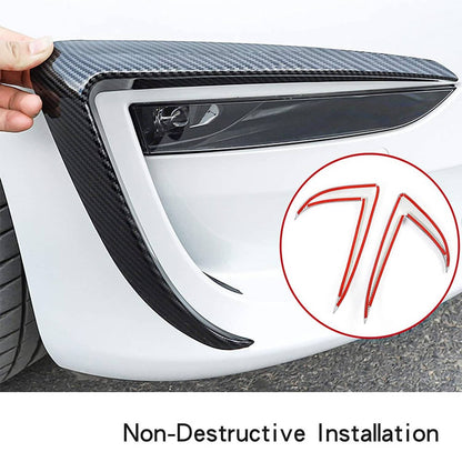 Solidspare Front Fog Light Eyebrow Cover Trim Carbon Fiber Style For Tesla Model 3 2017+ U8