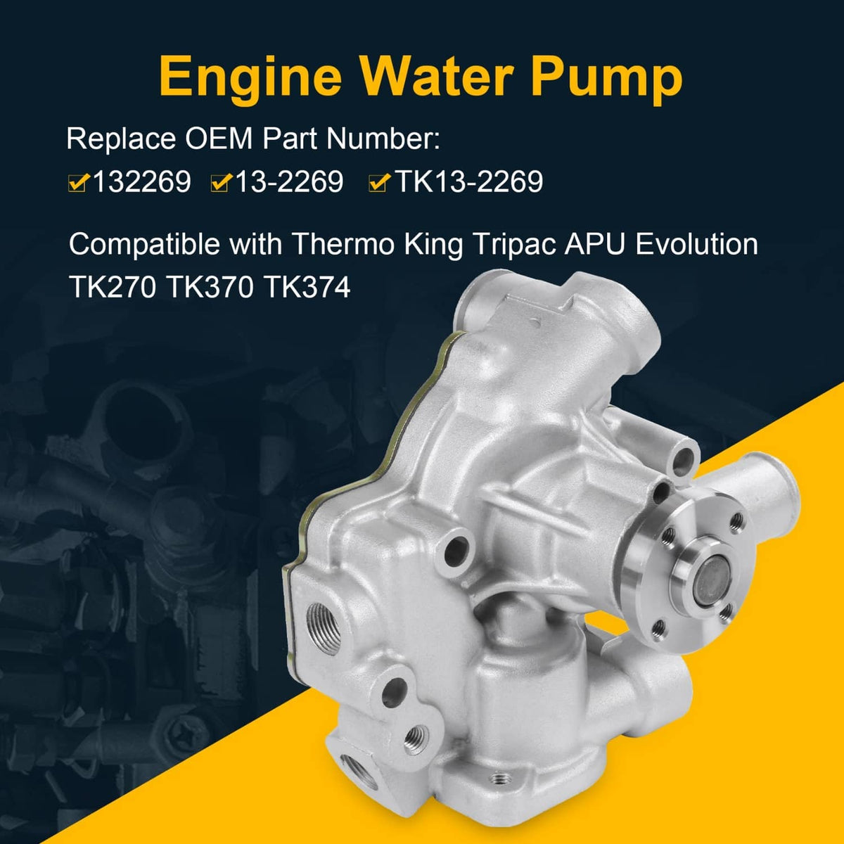 Solidspare Water Pump 13-2269 132269 For Thermo King Tripac APU Evolution TK270 TK370