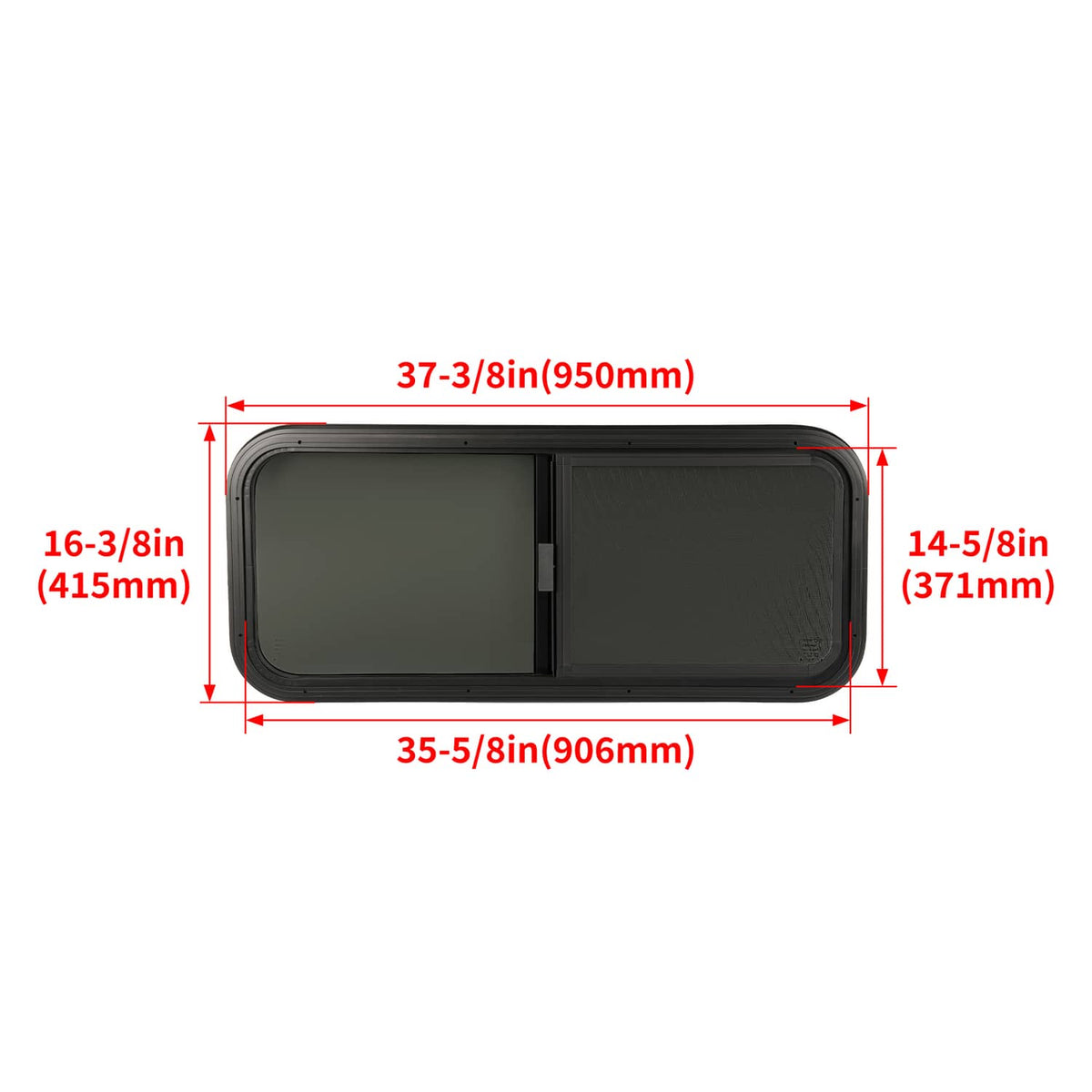 Solidspare 36" W x 15" H Horizontal Slider RV Window For Cargo Trailer W/ Screen Trim Ring