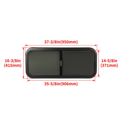 Solidspare 36" W x 15" H Horizontal Slider RV Window For Cargo Trailer W/ Screen Trim Ring