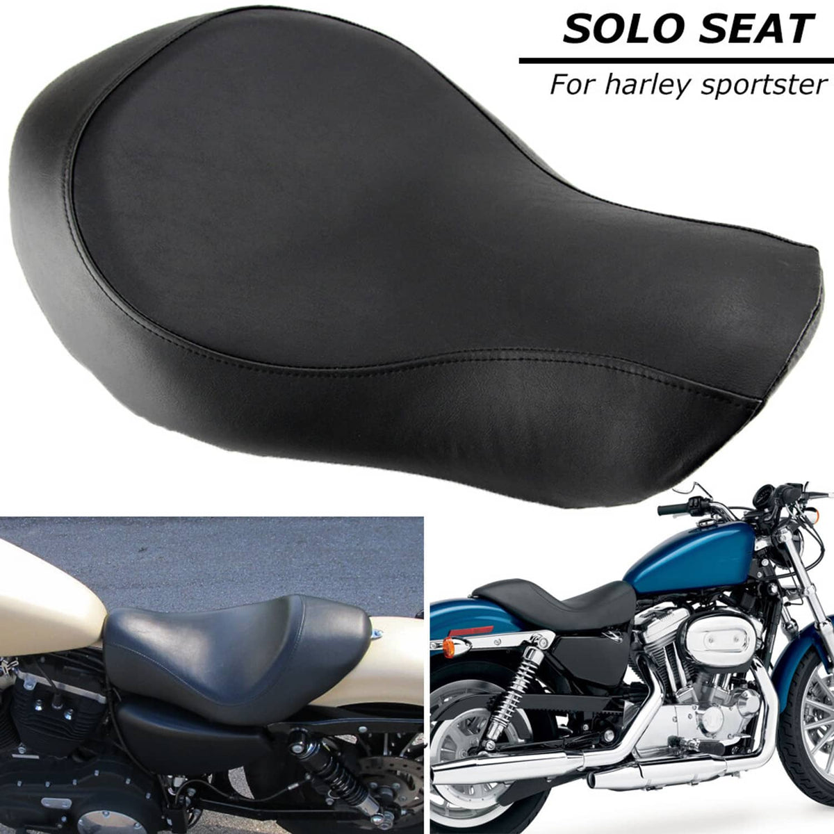 Solidspare Front Rider Driver Solo Seat For Harley Sportster XL 883 1200 Custom 48 72 04-19