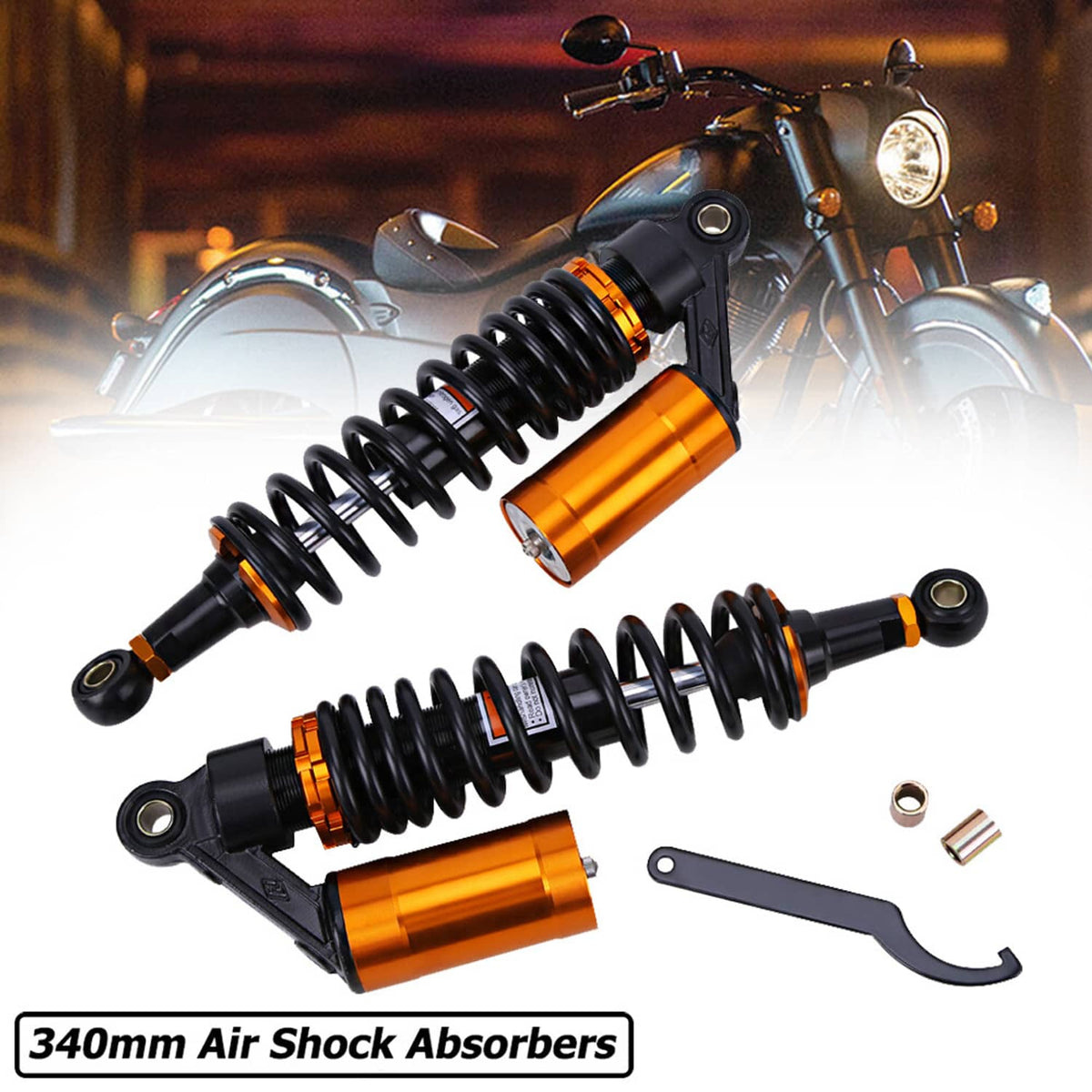 Solidspare 2x 13.5" 343mm Shocks Absorbers Suspension Black For Harley Electra Street Glide