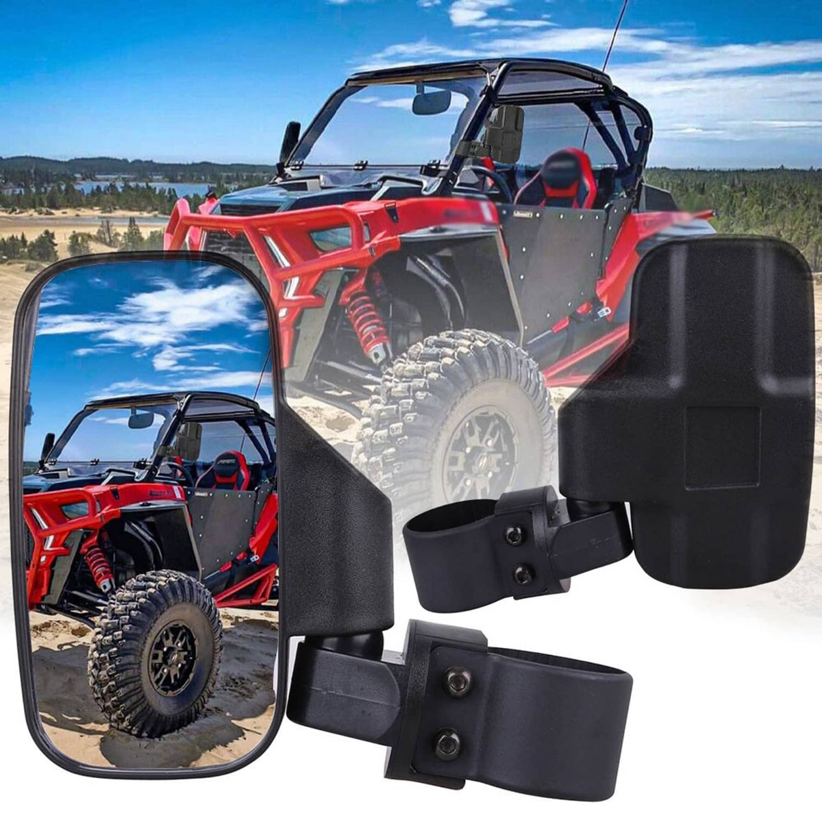 Solidspare 1.75" 2" Roll Bars UTV Side View Rear Mirrors Set For Honda Pioneer 1000 700 500