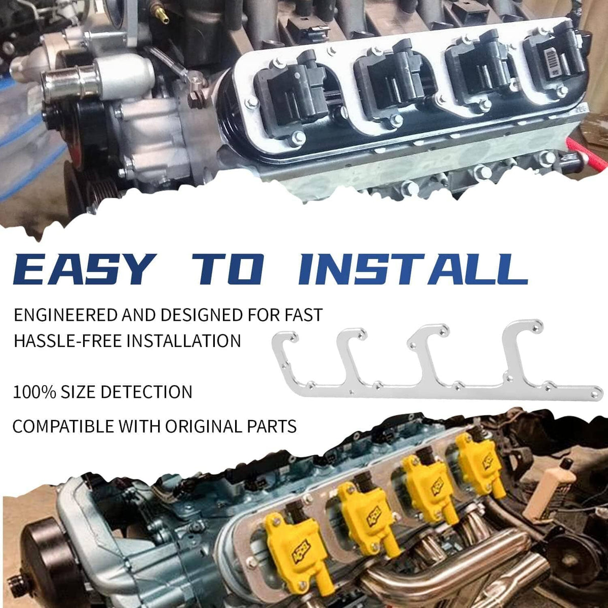 Solid Spare 5.3L LS Square Coil Brackets Valve Cover For D581 D514A D510C 12558693 LSX Swap