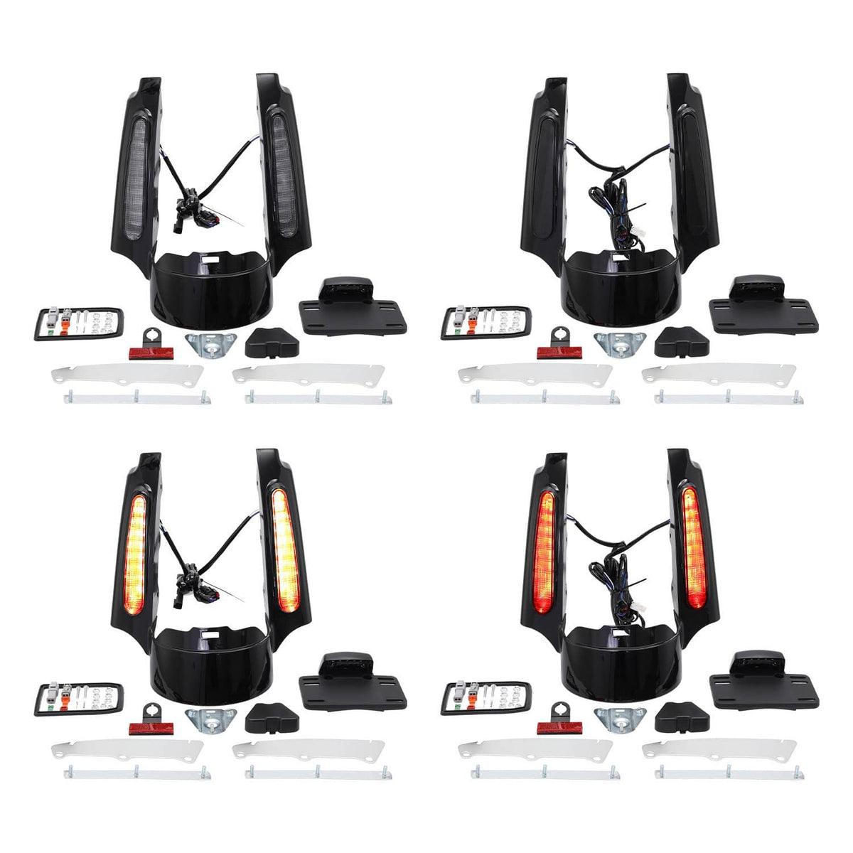Solidspare Rear Fender w/Fascia LED Tail Light For Harley Touring Electra Street Road Glide
