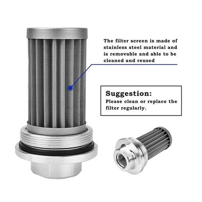 Solidspare Inline Fuel Filter 100 Micron with 6AN 8AN 10AN Adapter Universal Cleanable 58mm