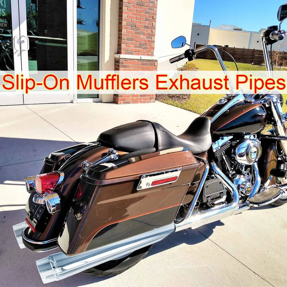 Solidspare 4" SLIP ON MUFFLERS EXHAUST PIPES FOR HARLEY TOURING BAGGER 1995-2016 CHROME