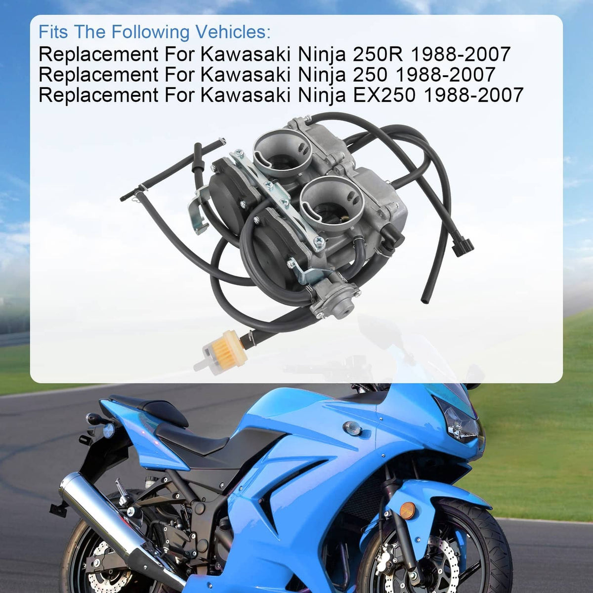 Solidspare Carburetor Carb For Kawasaki Ninja 250R 250 EX250 ZZR 250 GPX 250 GPX 400