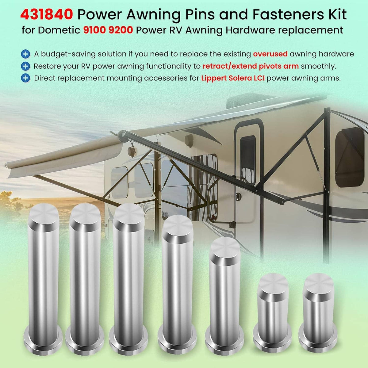Solid Spare Awning Arm Repair Pin Kit for Power Rv CamperTrailer 431840 540900 431847 436366