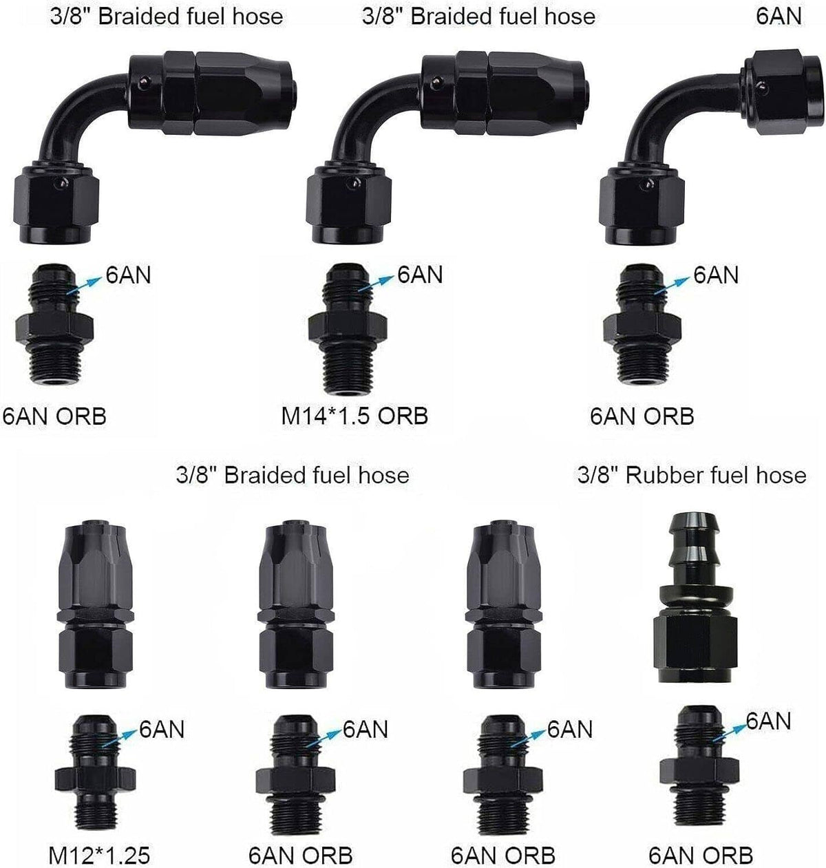 Solidspare Universal Adjustable Fuel Pressure Regulator Kit 100psi Guage AN6 Fitting Black