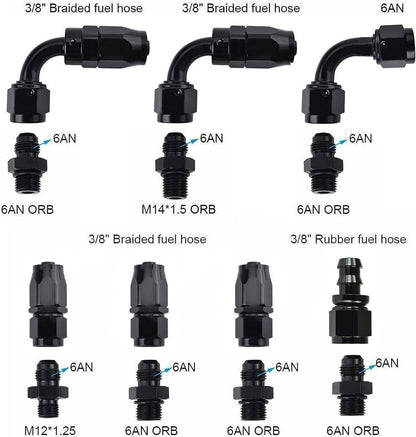 Solidspare Universal Adjustable Fuel Pressure Regulator Kit 100psi Guage AN6 Fitting Black