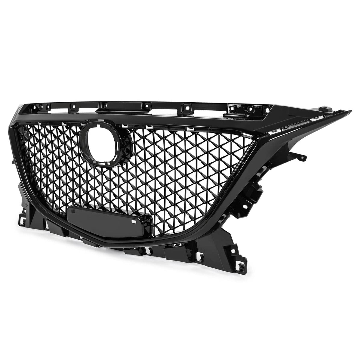 Solid Spare For Mazda 3 Axela 2014-2016 15 Honeycomb Upper Grille Bumper Assembly Set Black