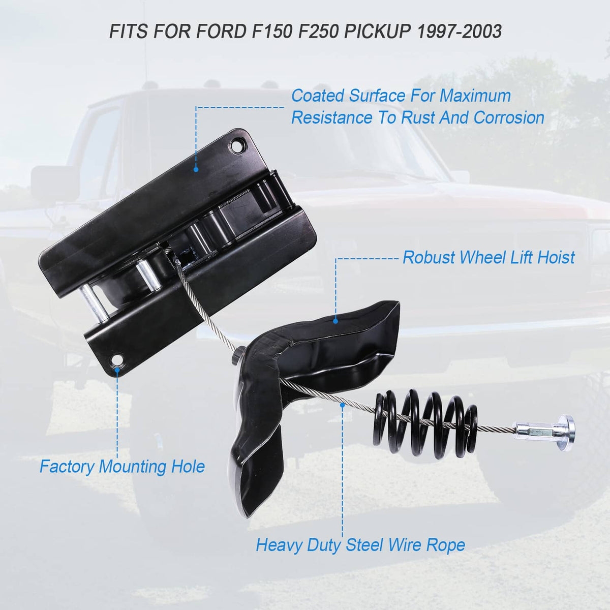 Solidspare 924-526 Spare Tire Carrier Wheel Hoist Winch For 1997-2003 Ford F150 F250 Pickup