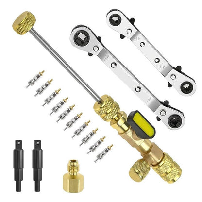 Solidspare Valve Core Remover Installer Tool & HVAC Service Wrench with Hex Bit Adapter Kit