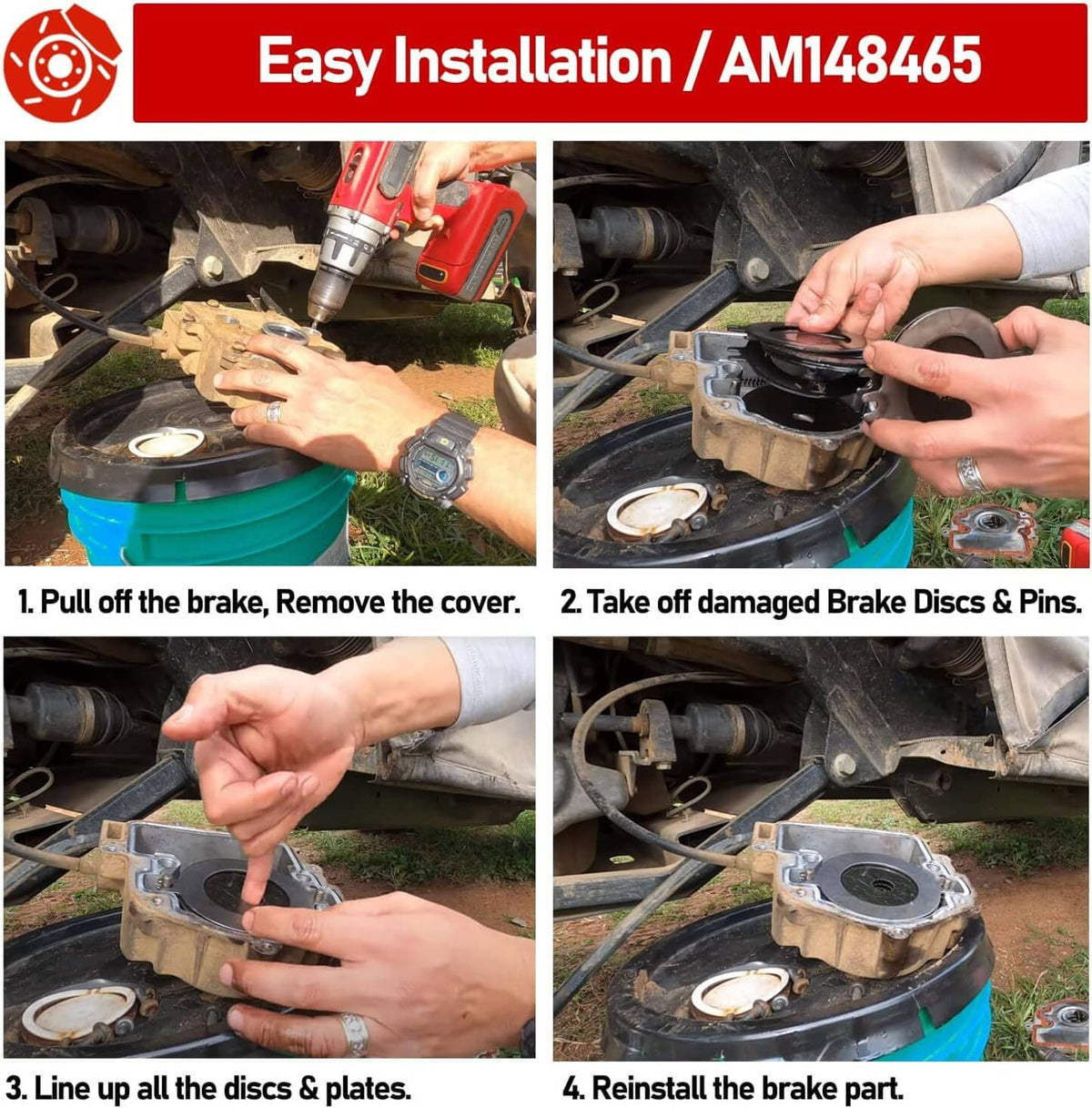 Solid Spare AM148465 Wet Brake Disk Kit for John Deere Gator XUV 625 825 835 855 865 Vehicle