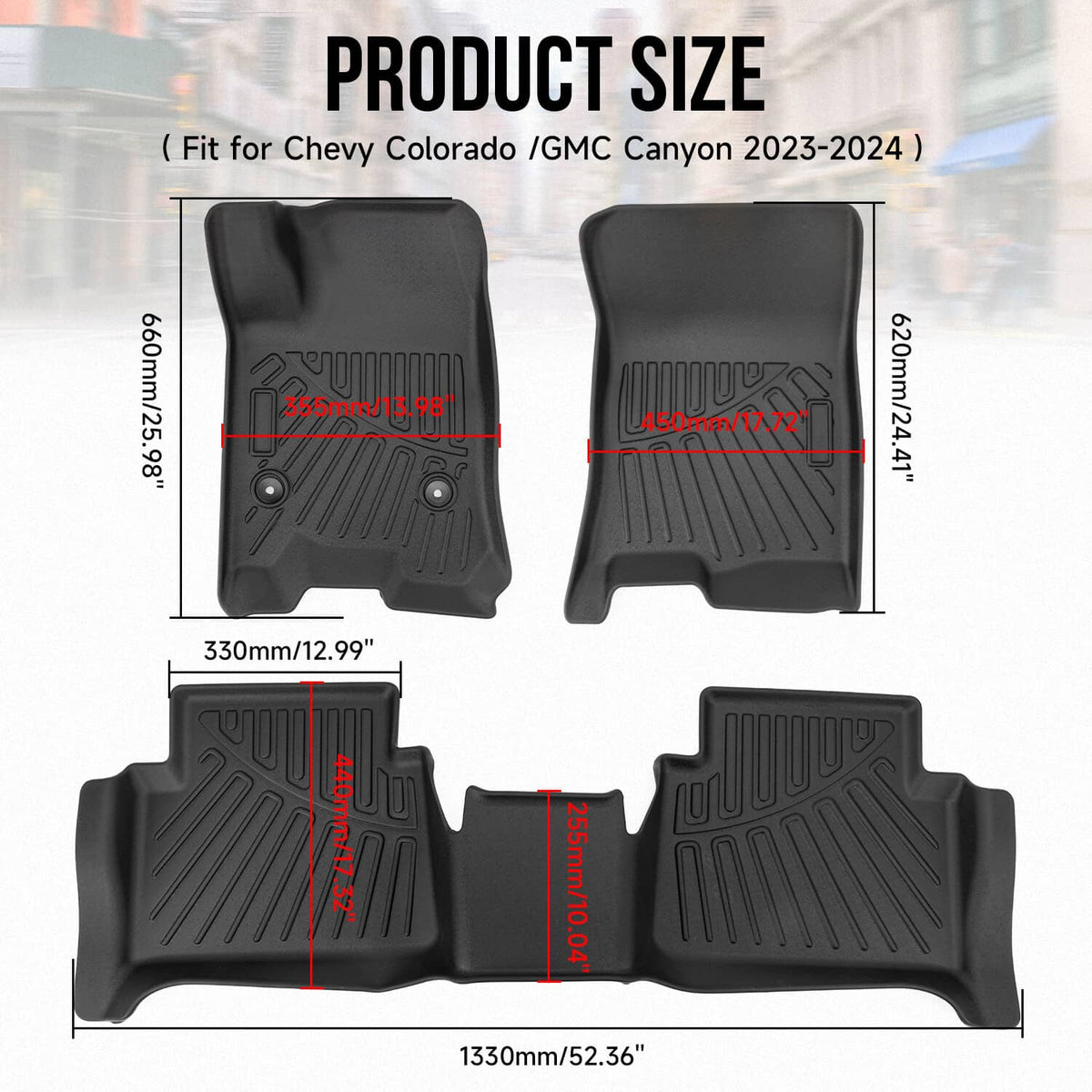 Solidspare Floor Mats for Chevrolet Chevy Colorado/GMC Canyon Crew Cab 2023-26 All Weather