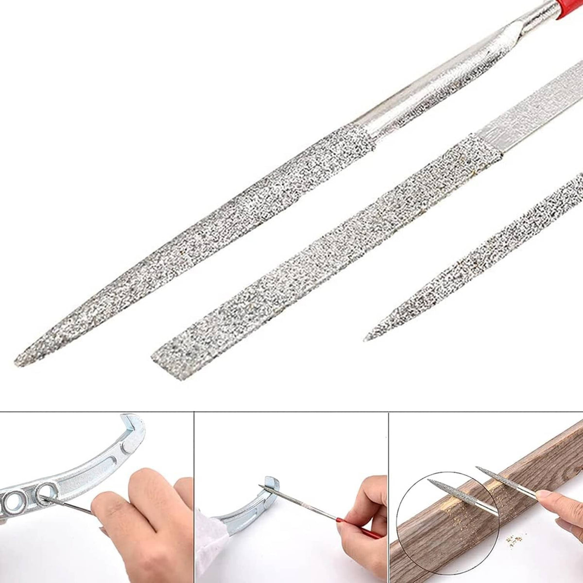 Solid Spare 20x Diamond Needle File Set for Metal Glass Stone Wood Jewelry Carving Polishing