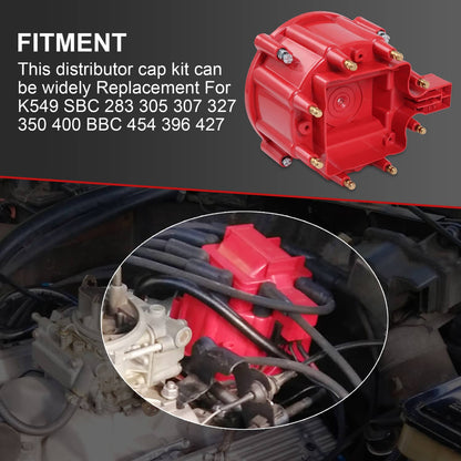 Solidspare Red HEI Large Distributor Cap Rotor Kit FOR CHEVY GM SBC BBC 305 327 350 396 454