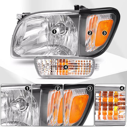 Solid Spare For Toyota Tacoma 2001-2004 Headlights Corner Signal Lights Bumper Lamp w/Bulbs