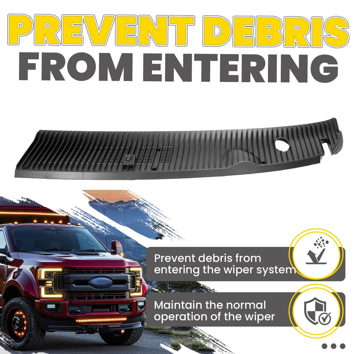 Solid Spare For Ford E-Series E350 Econoline 1992-2024 Wiper Cowl Vent Panel Grille Left