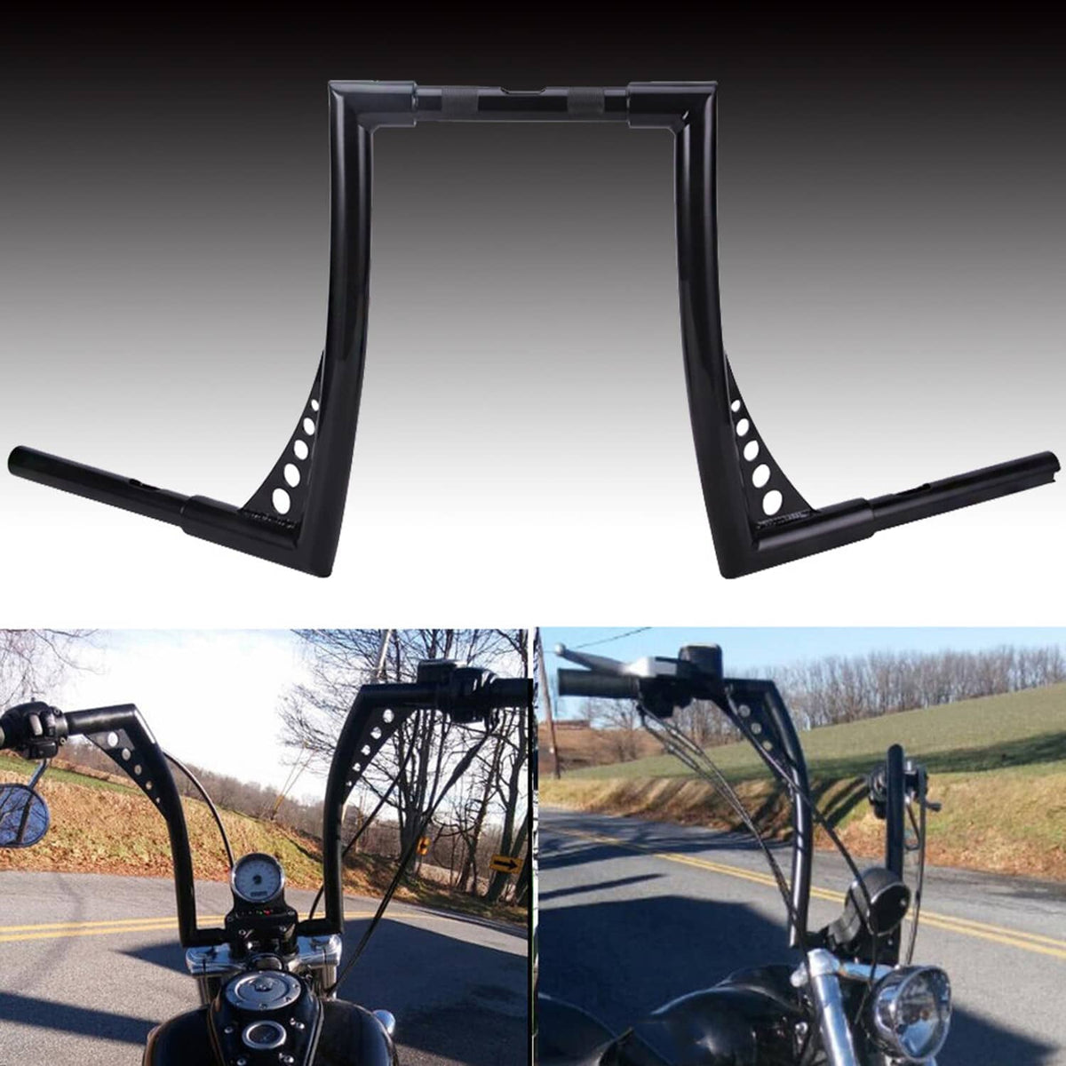 Solidspare For Harley FLST FXST 883 1200 XL Black 14" Handlebar Ape Hangers Bar 1.25'' Fat