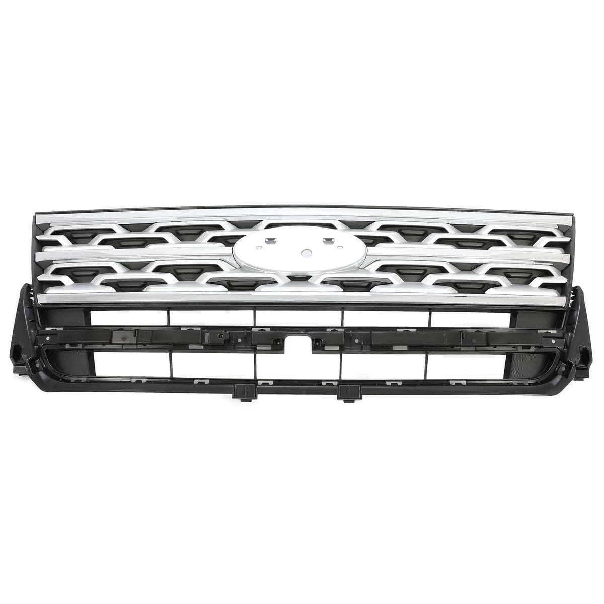 Solid Spare For Ford Explorer 2018 2019 Front Bumper Grill Upper Grille ABS Painted Chrome