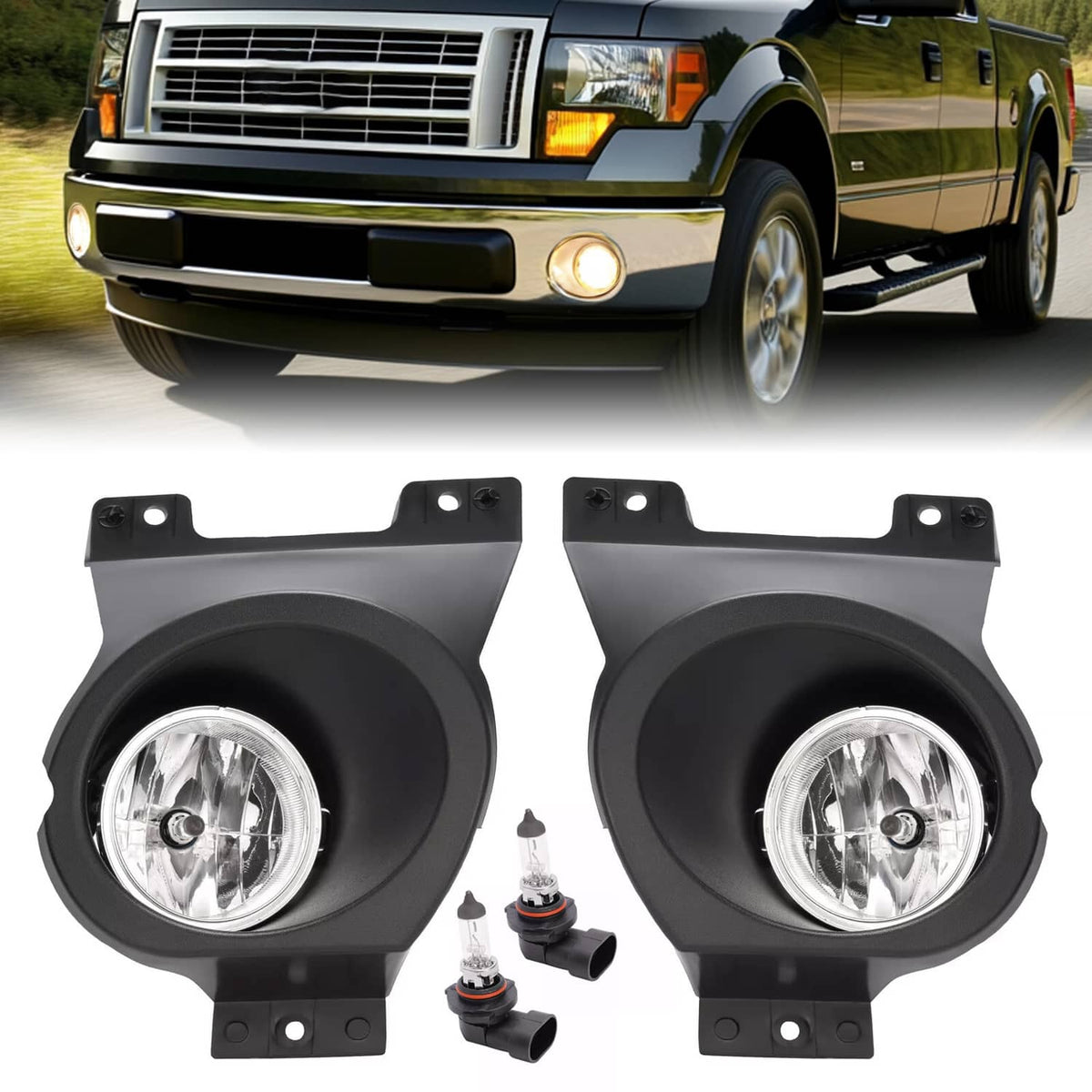 Solid Spare Pair Front Bumper Driving Lamps Fog Lights w/Bezel For Ford F150 F-150 2009-2010